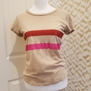 SUNDRY Fitted Tee, Crew Neck, Short Sleeve, Bold Stripe, Cotton, X-SMALL ,NWT